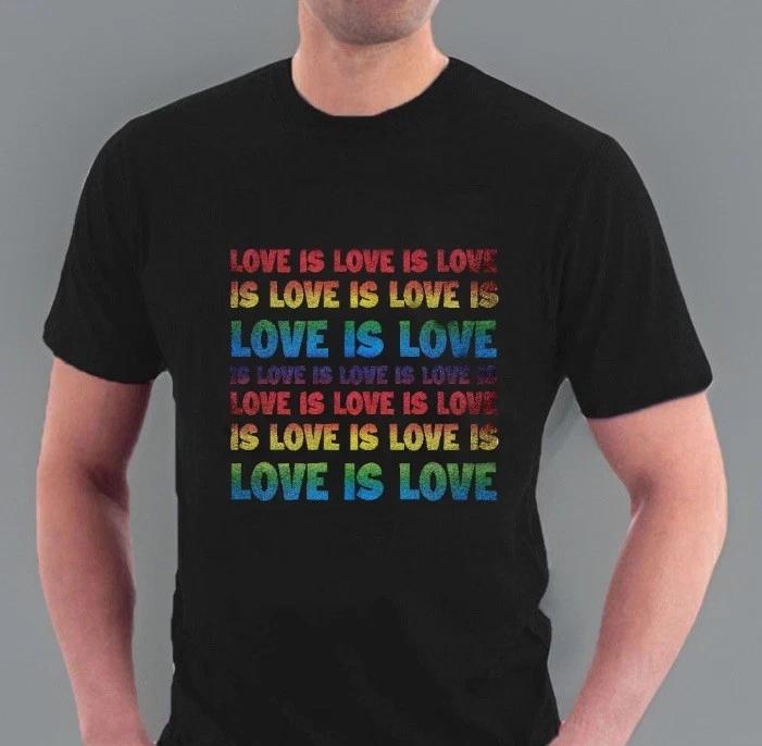 LOVE IS LOVE T-shirt RAINBOW Gay Pride LGBTQ+ Tee