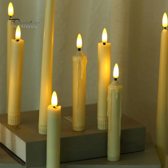 6 Pcs LED Taper Candles Flameless Electric Fake Candles Cordless Flickering LED Tea Light Decoration for Wedding Xmas Window Decor