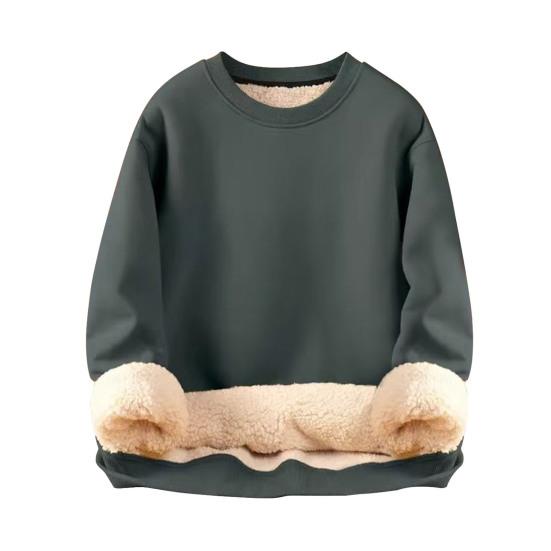 Мужская зимняя толстовка с флисовой подкладкой, термоизоляция, O-образный вырез, чистый цвет, большой размер с резинкой