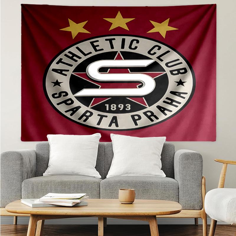 Sparta Prague Football Tapestry Hanging for Bedroom,Livingroom, Playroom,Decor Art Room Wall Tapestry Holiday and Birthday Gifts