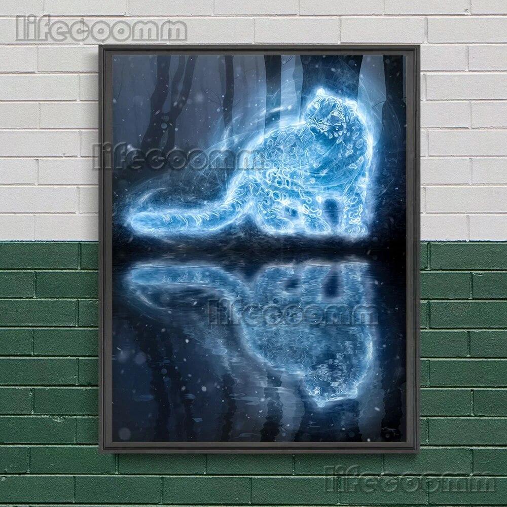 Животные эльфы в лесу настенная живопись на холсте олень, ворон, сова, леопард, мистическое существо художественный постер и принт домашний декор без рамки