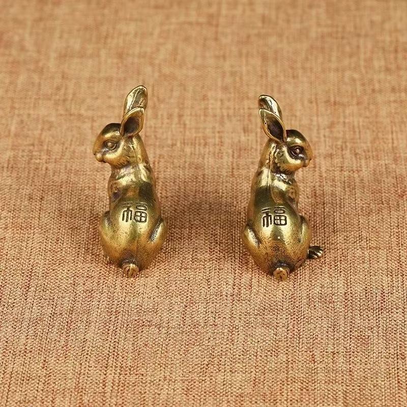 Chinese Brass Lucky Zodiac Mini Bronze Statue Pure Copper Animal Handmade Home Decoration Suitable Home Living Room Desk Decor