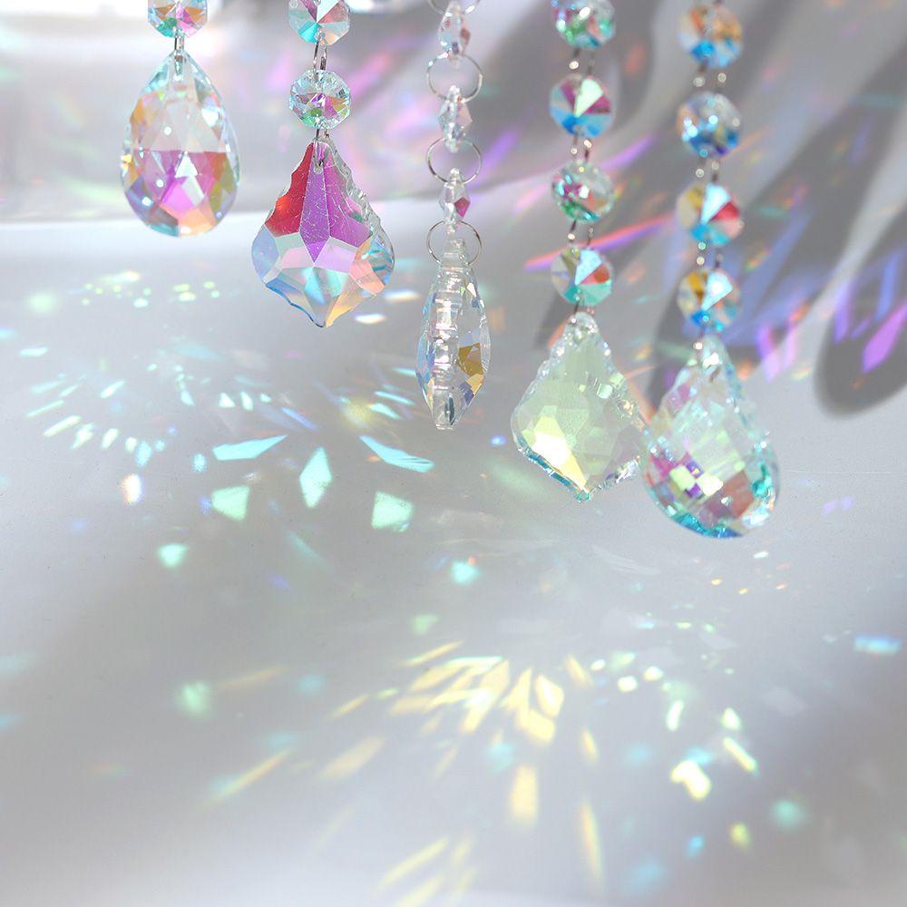 Ornaments Crystal Beads Pendant Chandelier Hanging Chain Diamond Prism Ball Rainbow Suncatcher