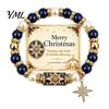 Holiday Gift for Women Christmas Bracelets Women, Beaded Charm Stretch Bracelet with Winter Jewelry Card, Stocking Stuffers, Party Accessory