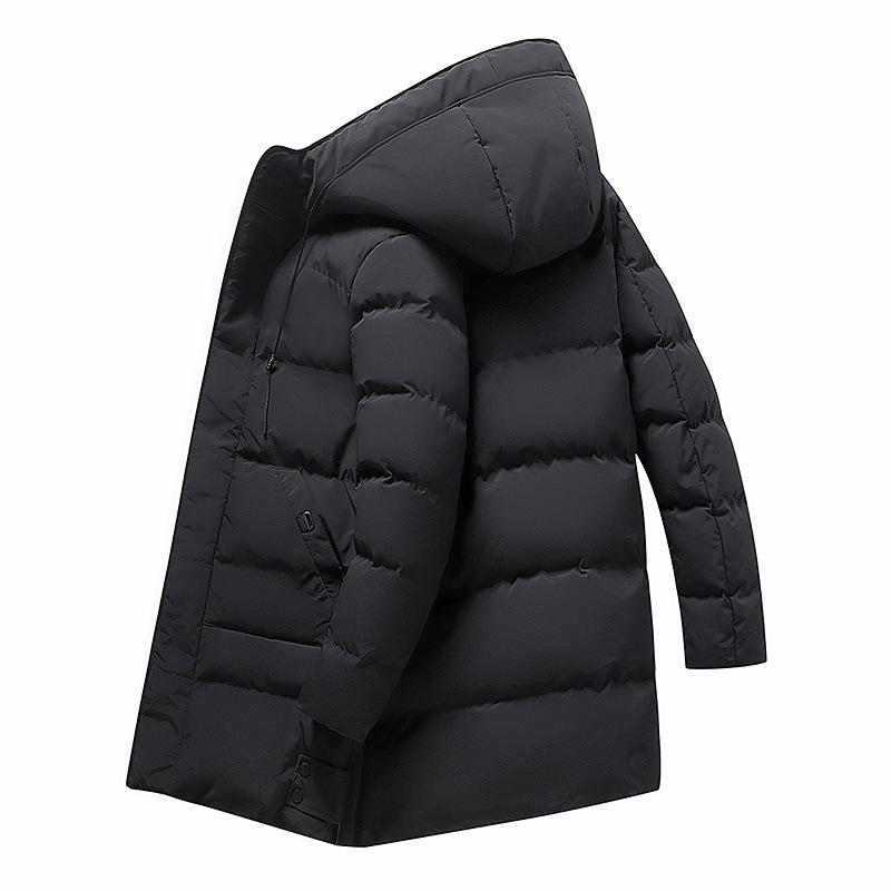 Winter Jackets for MenThickened Fashion Warm Hooded Middle-length Knee-length Fashionable Middle-aged Comfortable Versatile Plus Size Cotton Jacket