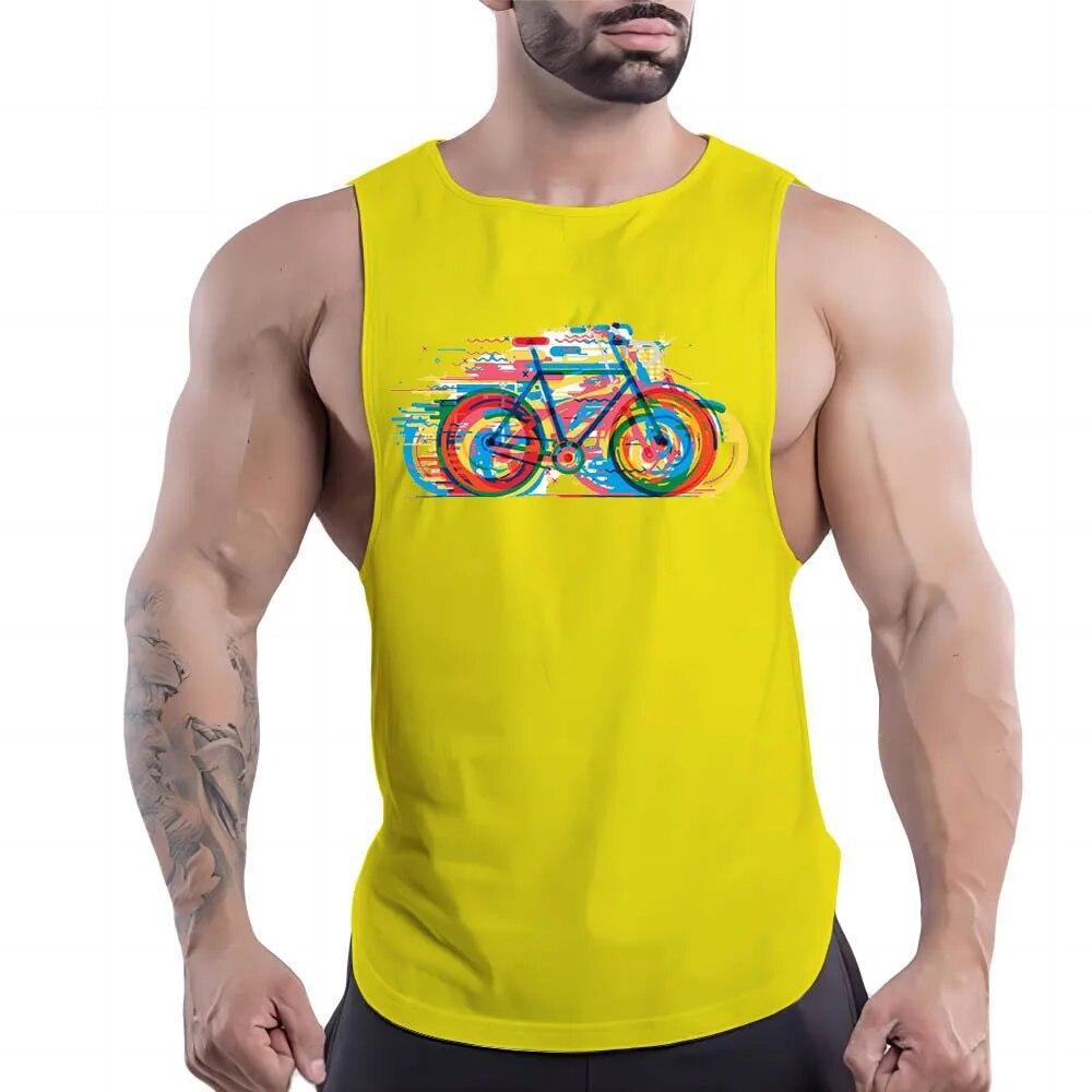 Four Seasons Men's Fitness Vest Comfortable Casual 2D Printed Multi-color Outdoor Sports Breathable Quick Drying Men's Vest