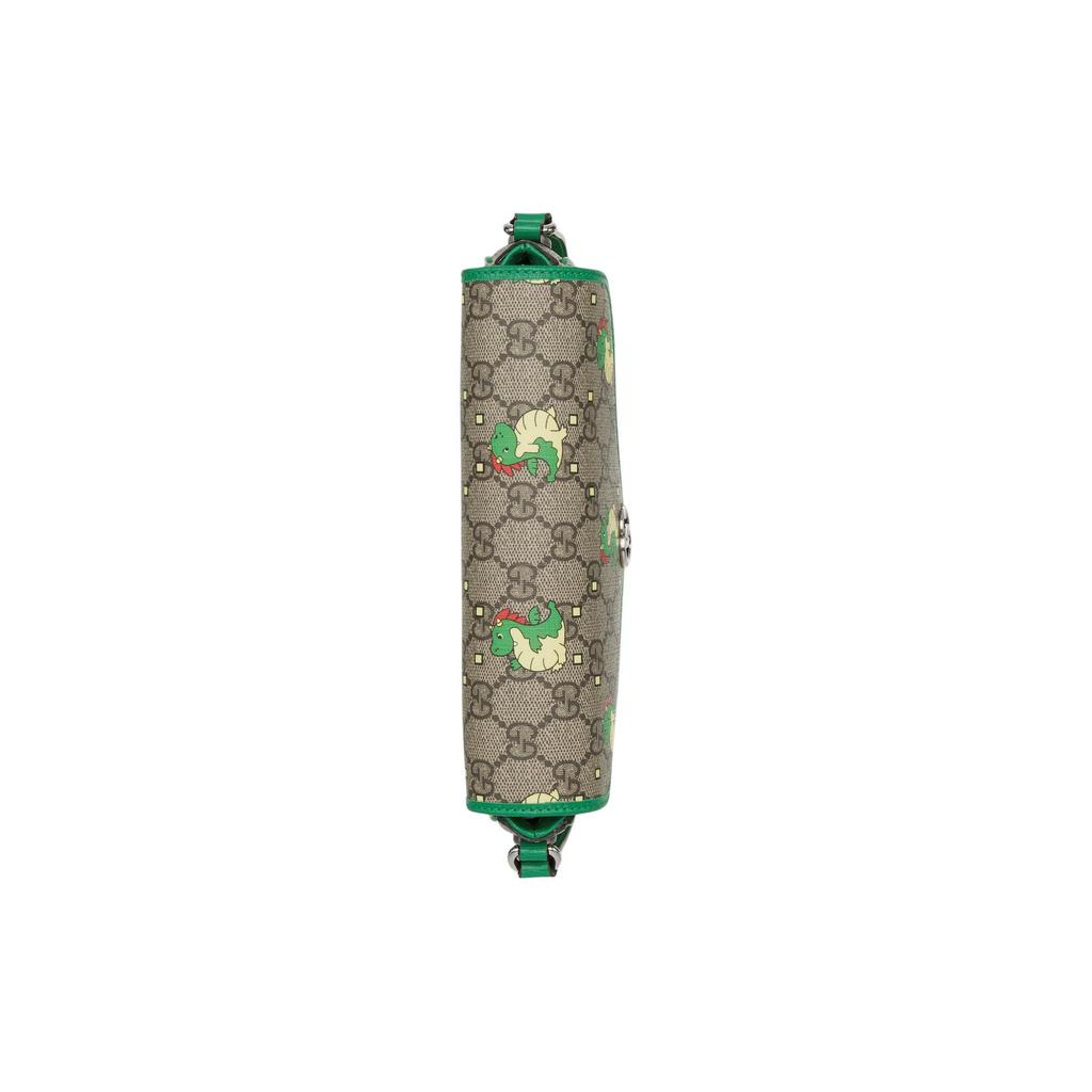 Gucci Chinese New Year Collection Double G Logo Adjustable Shoulder Strap Dragon Baby Print Canvas Leather Trim Handbag 774371-FACYZ-8746