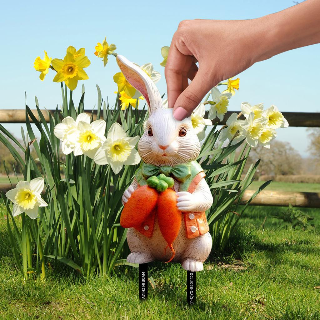 2 шт. Креативный садовый колышек в виде кролика для фестиваля, уличного украшения, вставки в газон, сезонного украшения двора, ПВХ-аксессуар