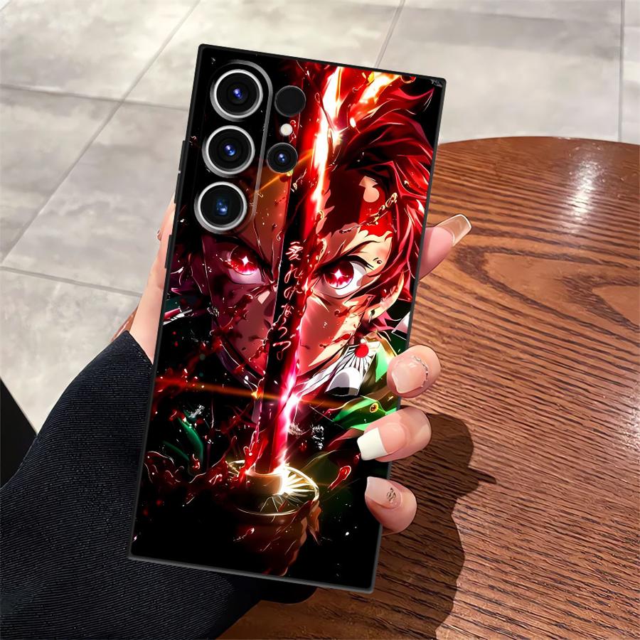 Чехол для Samsung Galaxy S25 Edge S23 Ultra S24 Plus S21 FE S20 Черный Мягкий Чехол для Телефона Аниме D-Demon S-Slayer