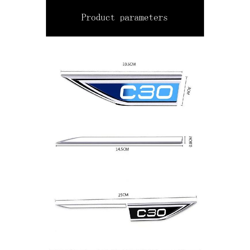 2 шт./компл. для Volvo C30, автомобильное крыло, металлическая наклейка, внешние декоративные наклейки, модификация, эмблема автомобиля, аксессуары