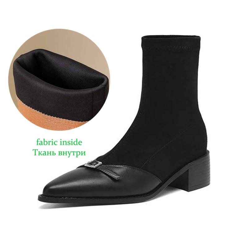 Krazing Po Микрофибра Зимние Остроносые Размер 33 Ковбойские Сапоги Размер 43 Металлическая Пряжка Толстый Каблук Эластичные Ботильоны