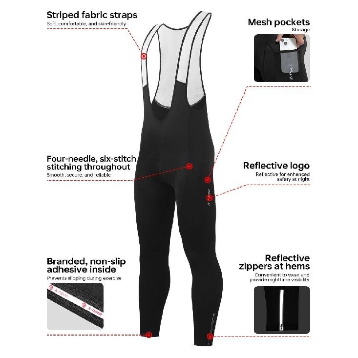 X-TIGER Cycling Trousers Winter Thermal Mountain Bike Long Cycling Pants Bicycle Tights 5D Gel Pad Cycling Pant Warm Pant