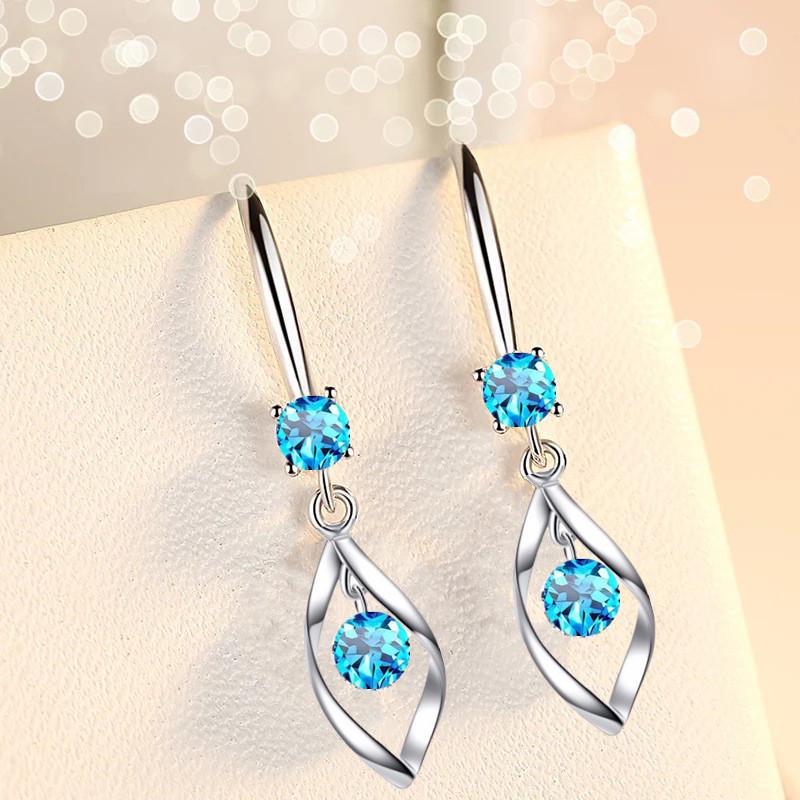 Imitation S925 Silver Earrings Female Zircon Rotating Love Temperament Earrings Twist Fashion Earrings