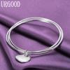 925 Sterling Silver Three Ring Heart Bracelet Fashion Jewelry