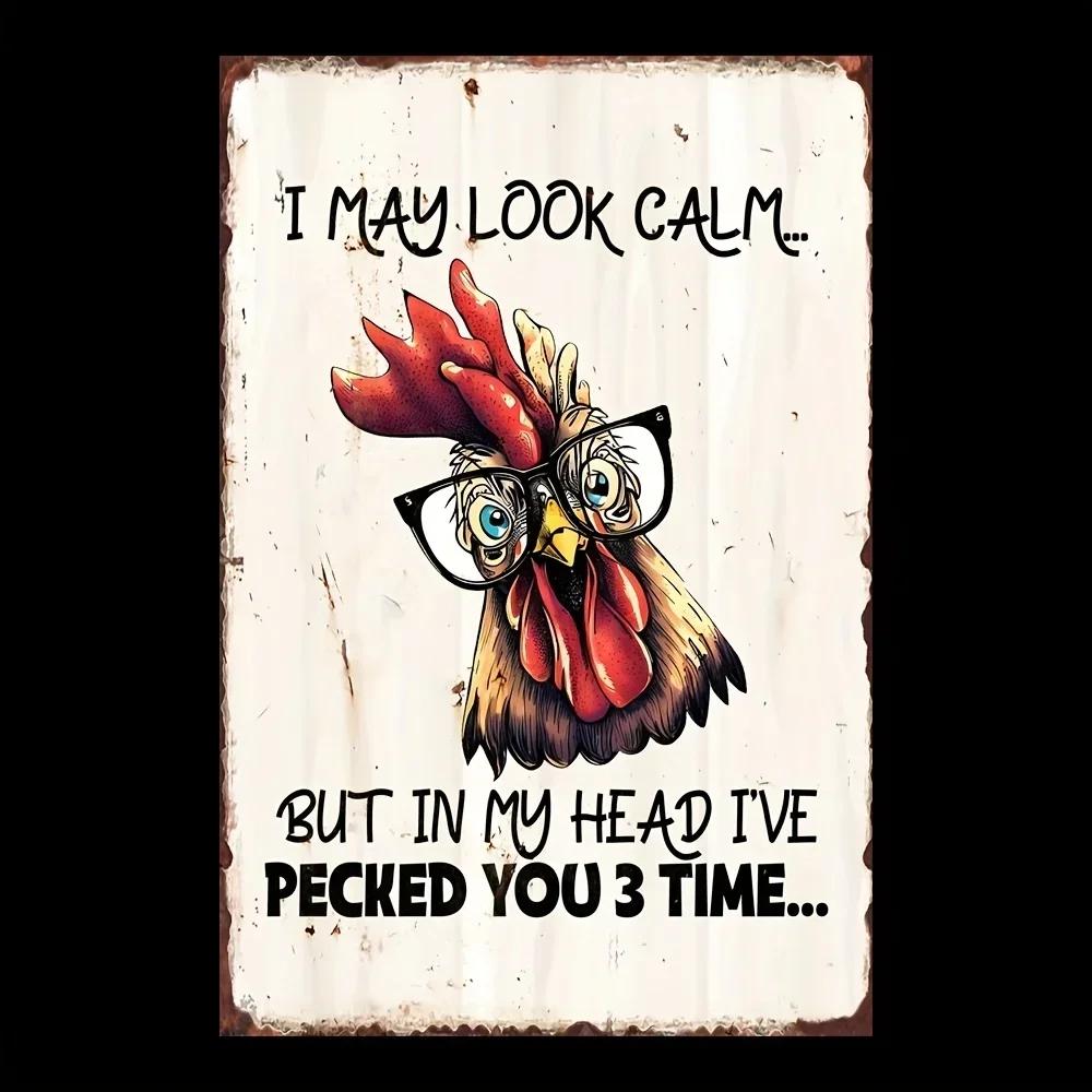 Rustic Chicken Farm Aluminum Sign Vintage Wall Decor for Cozy Coffee Shop Kitchen Farmhouse