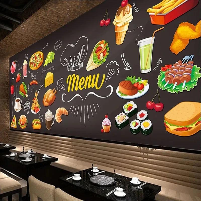 3d обои, расписанные вручную, еда, фреска, западный ресторан, ресторан быстрого питания, фон, настенное украшение, 3d фрески