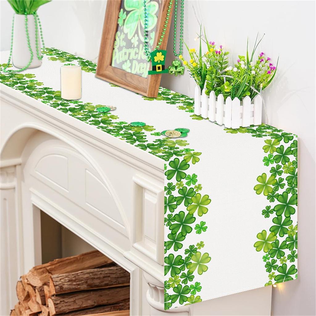 Улица. Зеленый печатный баннер Paul's Table Banner Home Living Room Cabinet Decoration Tablecloth Mat Tea Flag Cross Border Festival Tablecloth