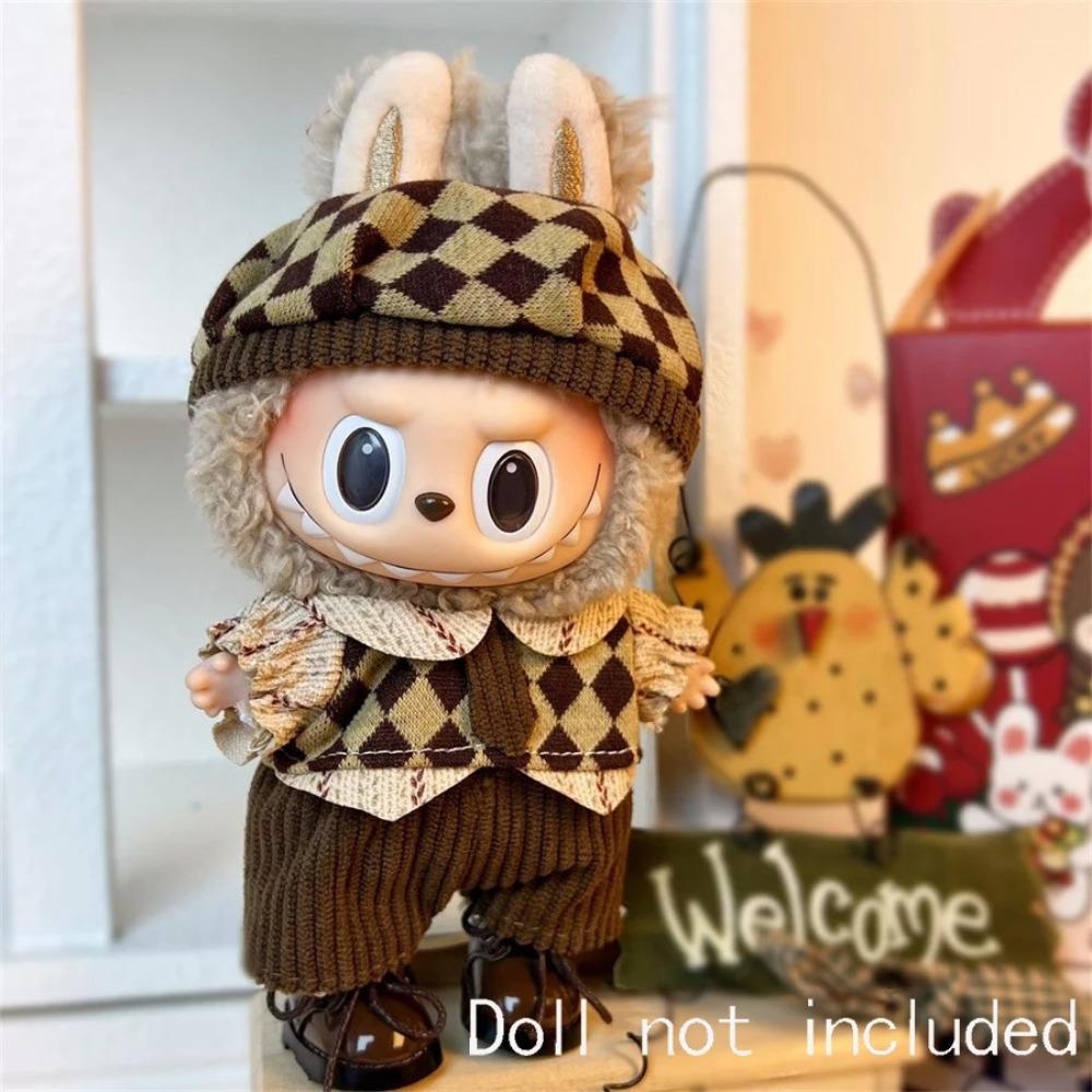 Только одежда для 15-17 см Лабубу Мини Аксессуары Одежда Одежда Набор кукол Сидящий Вечеринка Шарф Шляпа Сумка Милое украшение Подарок