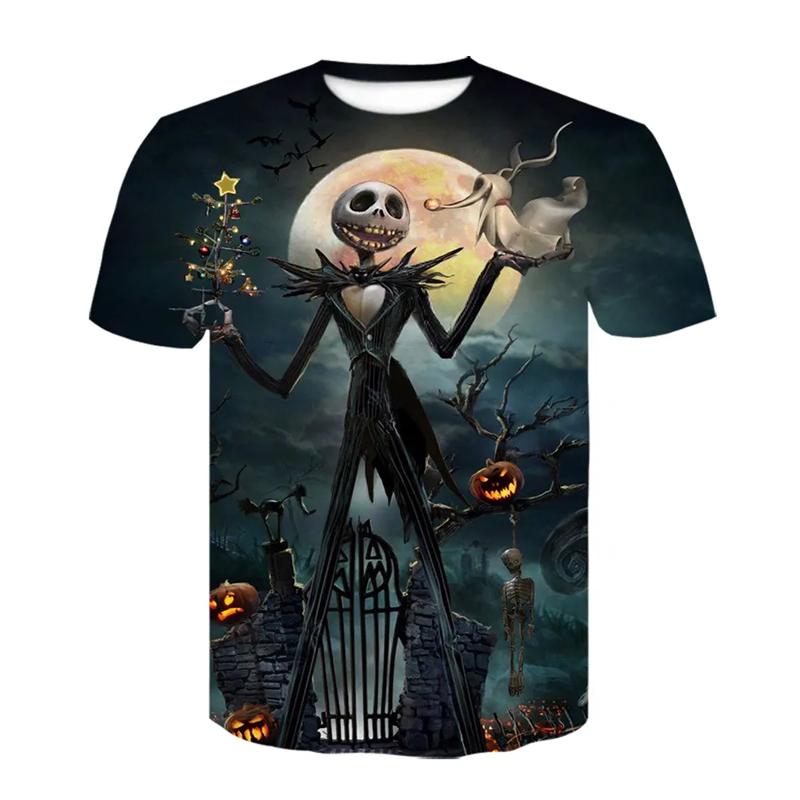 Halloween Skull Graphic Men's T-shirts Harajuku Hip Hop Streetwear Short Sleeve Loose Top