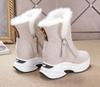 Women's Ankle Boots Warm Fleece Thick Sole Winter Snow Boots Fashion Zipper Wedge Outdoor Sneakers Botas
