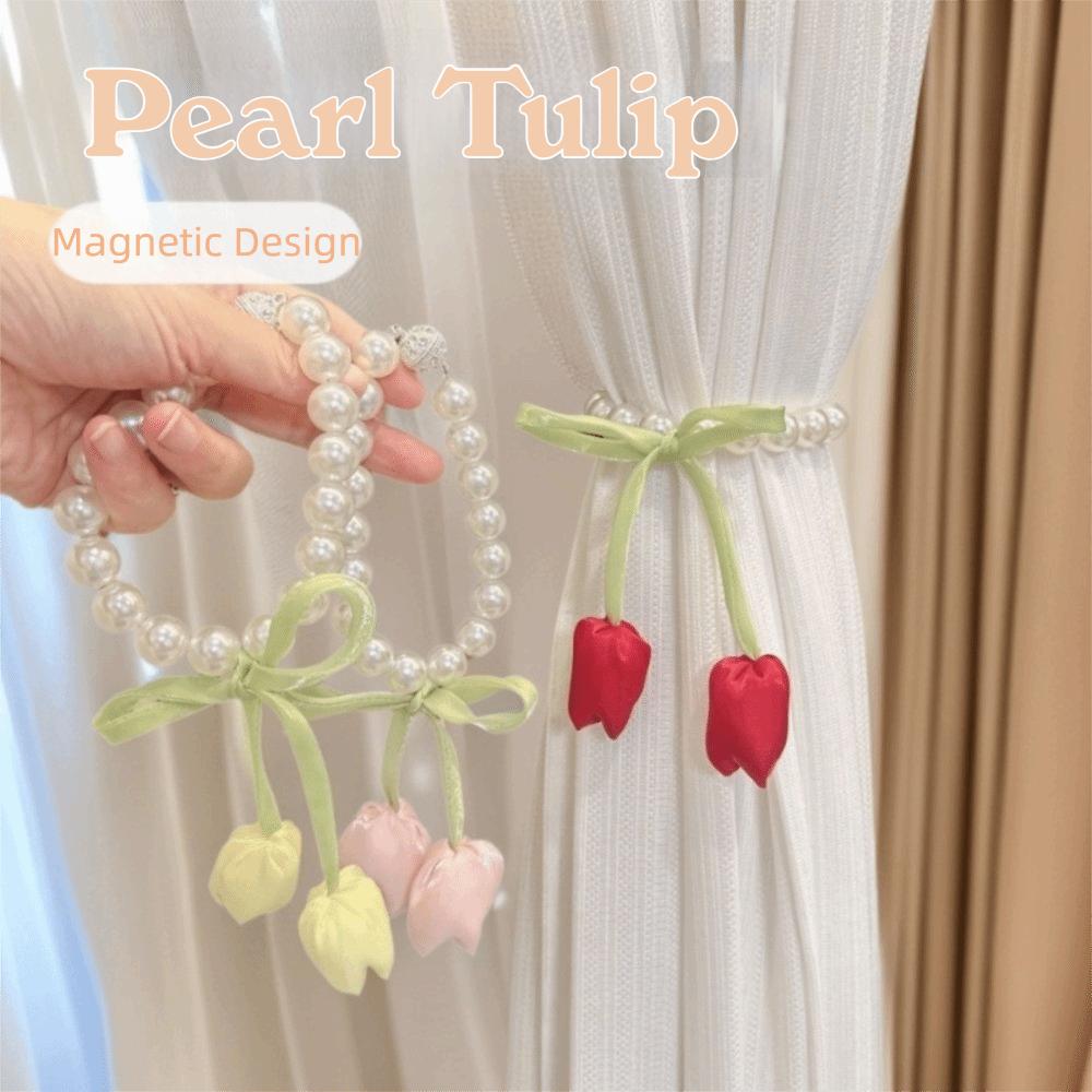 Magnetic Tulip Curtain Straps Pearl Chain Curtain Buckle Fashion Drapery Holders Wedding Room