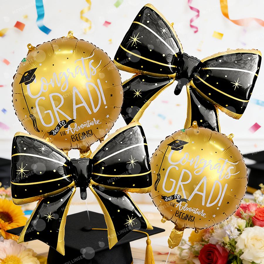 Декоративные воздушные шары в виде бантов для выпускного сезона. Полосатые воздушные шары-банты для выпускного сезона. Декор для дома и улицы. Реквизит для фотосессий.