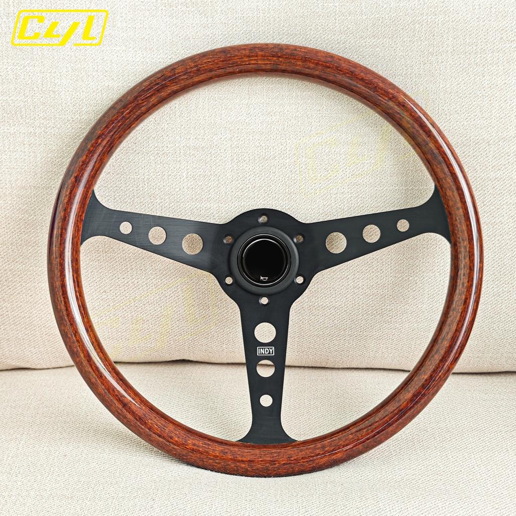 JDM INDY Classic Wood Style Steering Wheel Universal 14inch Racing Sports Drift Steering Wheel