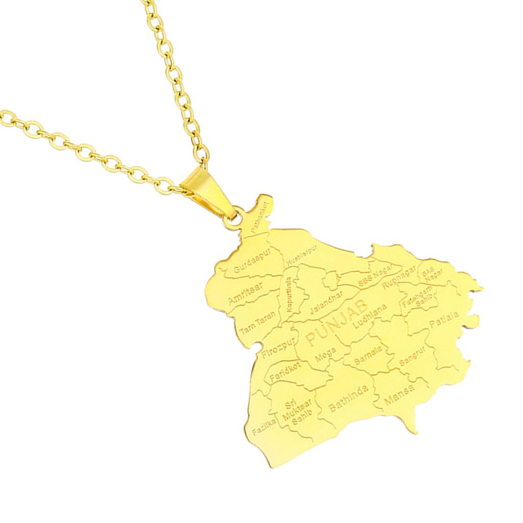 Chic Punjab Map Pendant Clavicular Chain Accessory Exquisite City Map Necklace Adornment for Daily Wear Dates Parties