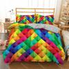 3D Building Block Pattern Duvet Cover Set Boys Girls Bedroom Fun Brick Printing Bedding Set Geometric Rectangle Comforter Cover
