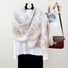 Cotton and Linen Long Scarf Korean Style Trendy Design Outer Shawl Spring and Autumn Women's Personalized Feather Print Scarf