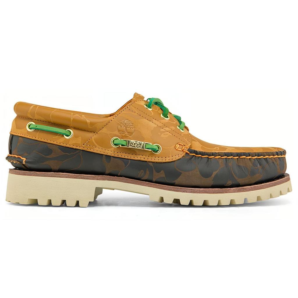 Bape X Timberland амортизирующие дышащие уличные низкие повседневные кожаные туфли мужские коричневые A2QFE