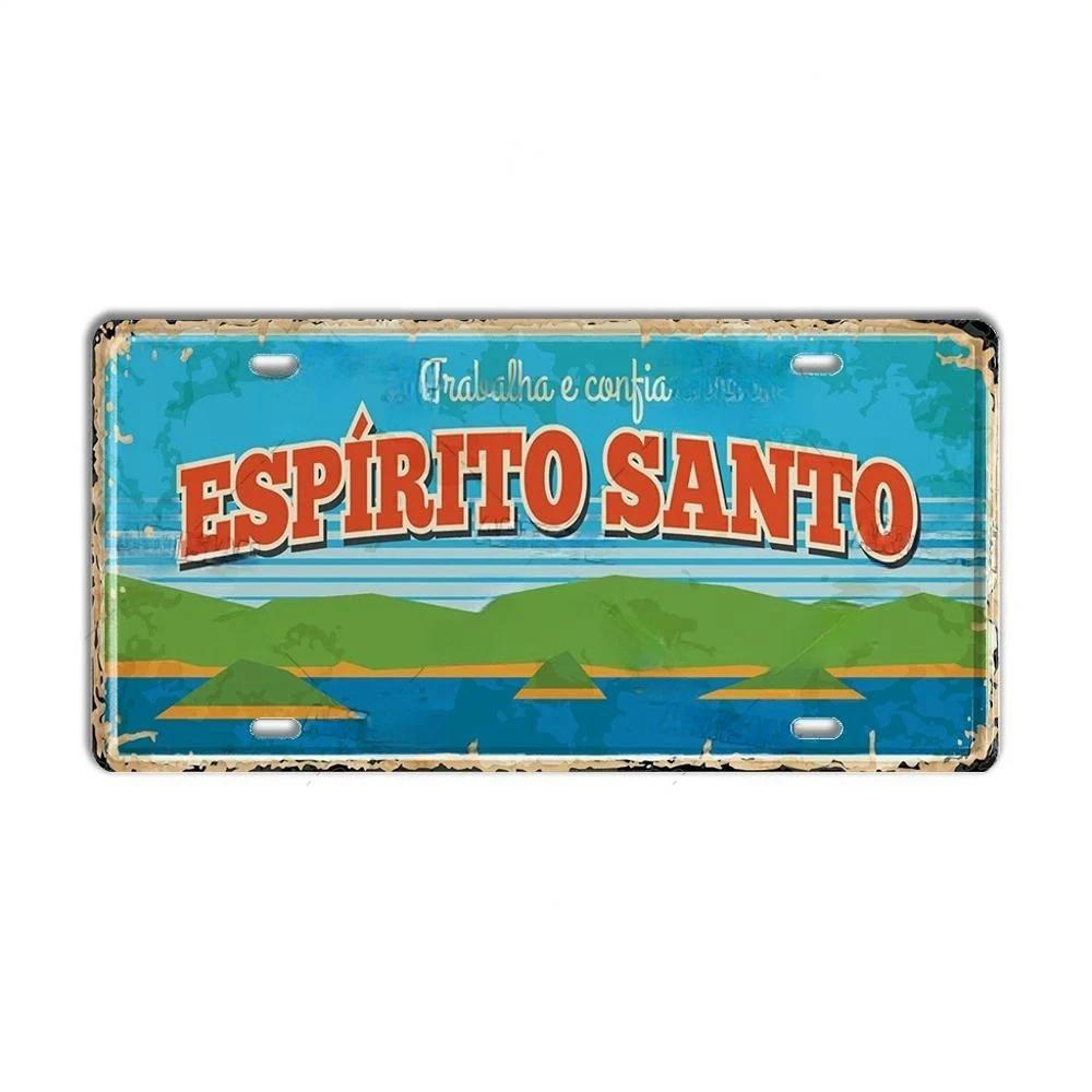 HD Metal Tin Sign Vintage Brazil Cities License Plate Style Retro Wall Art Decor for Home Bar Garage