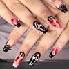 Носимый Хэллоуинский Нейл-арт: Накладные ногти Призрачный череп и черная летучая мышь