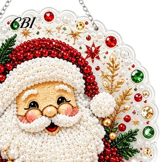 Full Drill Accessory Set Christmas Rhinestone Painting Kit, DIY Wreath Art Craft for Adults, Double Project Beginners Sided Window Ornament,