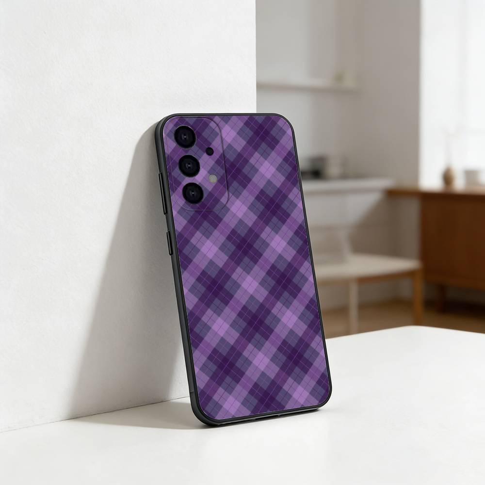 Крутой чехол для телефона с узором P-Фиолетовый P-Клетка для Samsung S25,S24,S21,S22,S23,S30,Ultra,S20,Plus,Fe,Lite Черный корпус