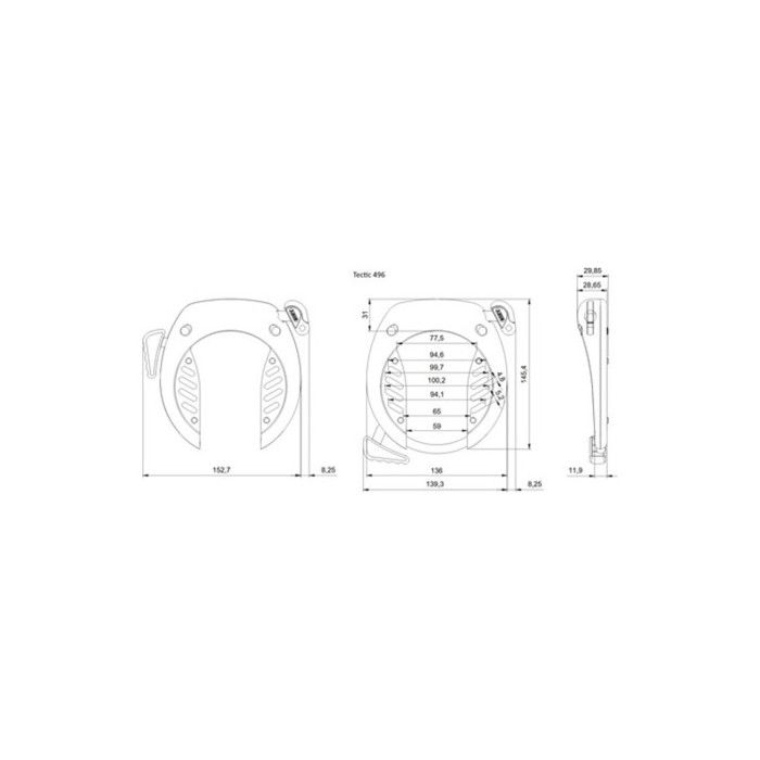 ABUS 496, Verrouillage des roues, Noir, Argent, Acier, Clé, 8,5 mm