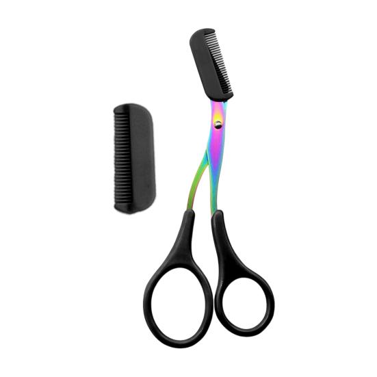 Eyebrow Trimming Scissors with Comb Stainless Steel Professional Non-Slip Precision Eyebrow Trimmer Men Women Brow Hair Removal Tool