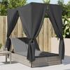 VidaXL Double Sun Lounger with Roof and Light Grey Curtains Poly Rattan 368077