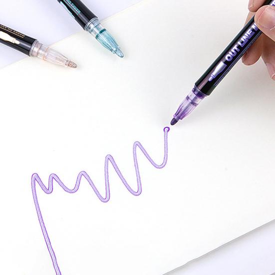 12/24/36 шт., мерцающий контурный маркер, сделай сам, подарочная бирка, поздравительная открытка, художественные проекты, детский рисунок, живопись, каракули, металлическая двойная линия, блестящая жидкость