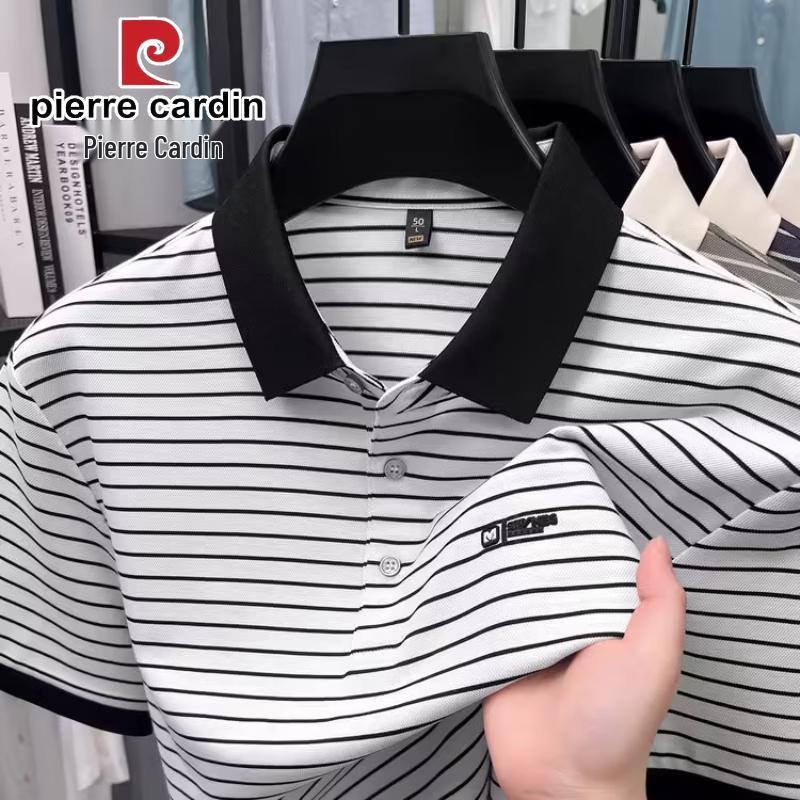 Pierre Cardin Мужская поло с коротким рукавом в полоску из смесовой ткани модал