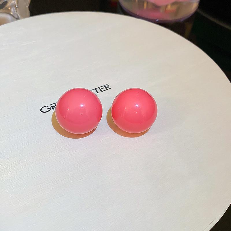 Серьги-пусеты Геометрическая сфера Серебряная игла для женщин - Корейский милый дизайн, Уникальные и универсальные