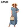 Summer Women's Dress Plus Size Floral Casual Vacation Dress Round Neck Short Sleeve Hem Midi Dress