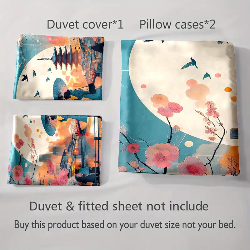 Elegant cityscape illustration. Bedding Duvet cover sets Duvet covers Pillowcases gifts (1 * Duvet Cover 2 * Pillowcases, without duvet insert)