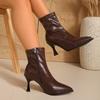 Модная женская осенне-зимняя новинка, остроносые ботильоны на высоком каблуке с боковой молнией, эластичные, подчеркивающие стройность, ботинки интернет-знаменитости