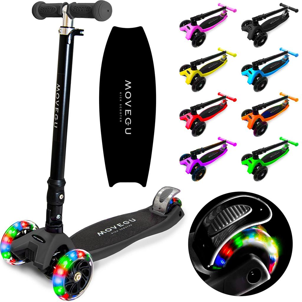 Самокат, доска для бега, детский трехколесный велосипед, 4 уровня регулировки высоты, легкий, прочный, смена направления, устойчивый, светящиеся светодиодные шины,