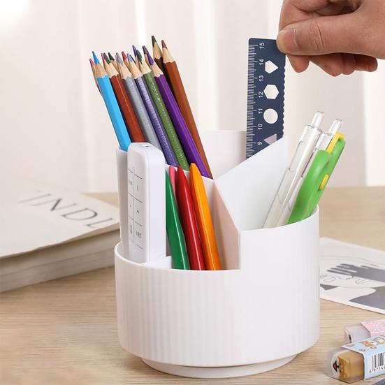 Pen Holder Rotating Pen Organizer Multiple Compartments Stationery Storage Box for Office Home School