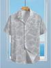 Men's Hawaiian Gray Water Wave Short Sleeve Button- Shirt - Loose Fit Collar, Full-Body Hawaiian Print, Button Front Closure, Machine Washable Summer