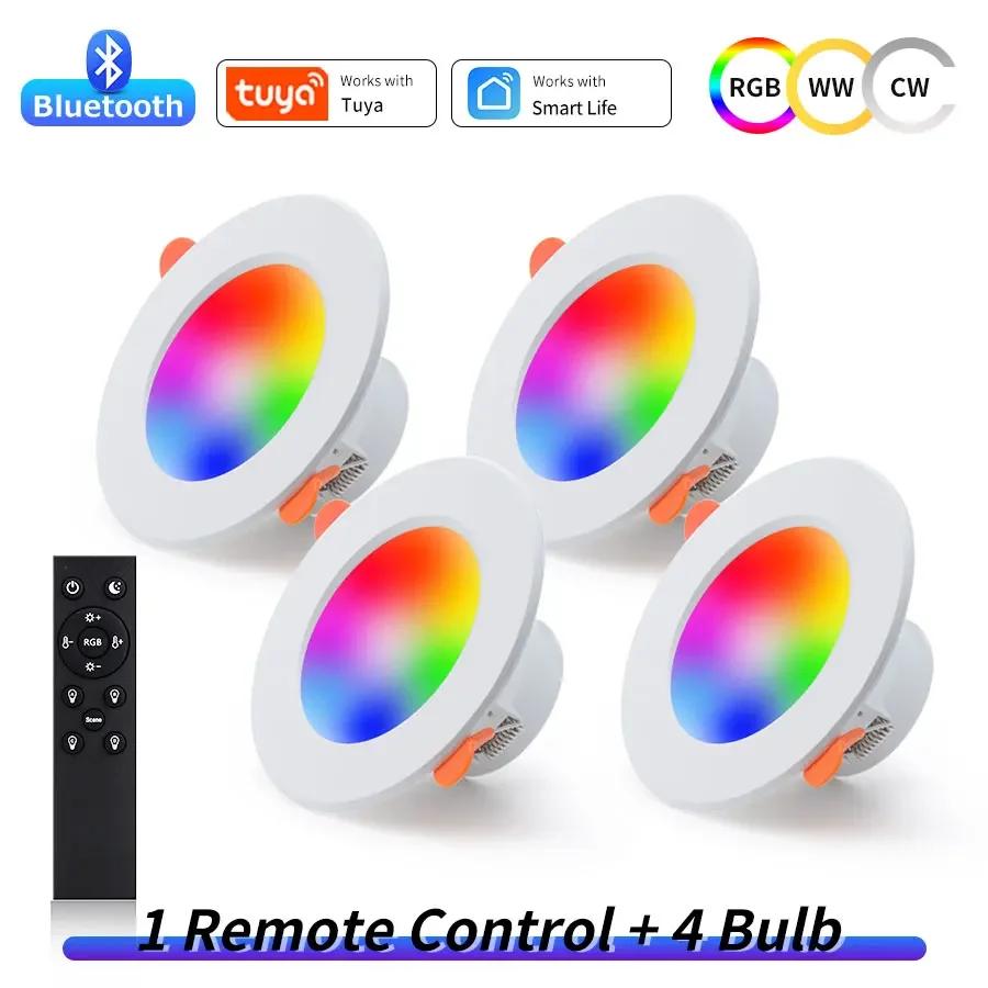 Светодиодный потолочный светильник AC220V 10W Bluetooth Tuya Smart, 2,4 ГГц, с пультом дистанционного управления, управляемый через приложение Smart Life, для гостиной, спальни