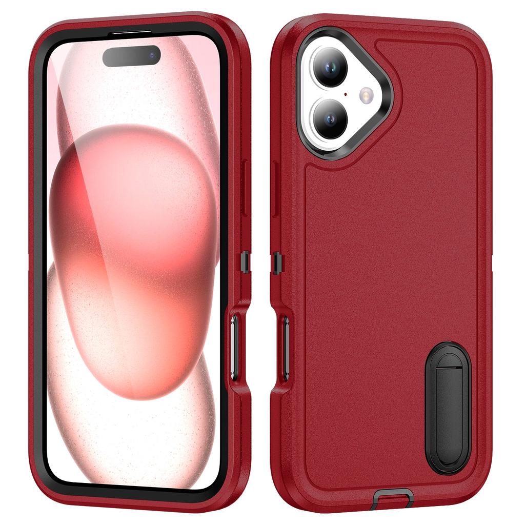 Чехол для iPhone 16 Plus с подставкой, чехол-бампер, PC+Силикон+EVA, дизайн 3-в-1
