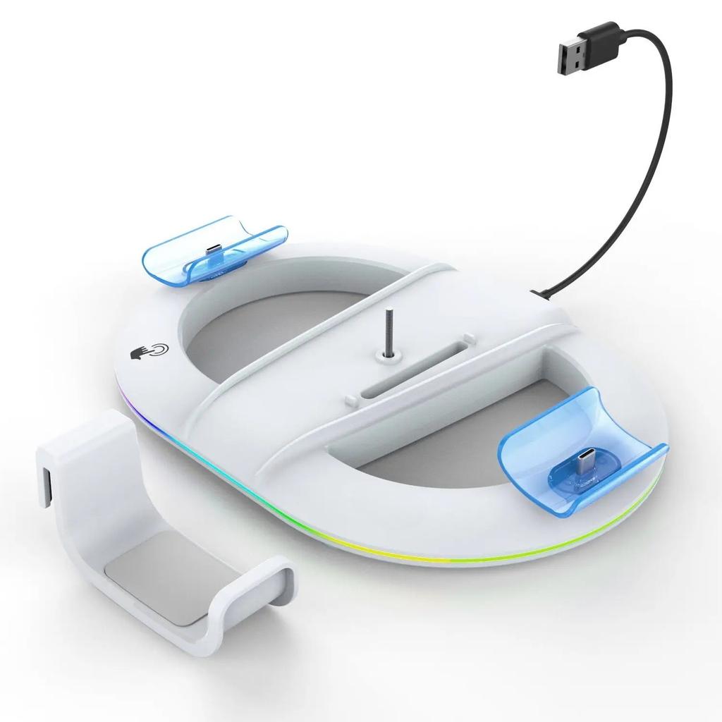 PS5 Slim Controller Charging Base RGB Charger Dock with Bracket Playstation5 Slim Host Heat Dissipation Game Accessory